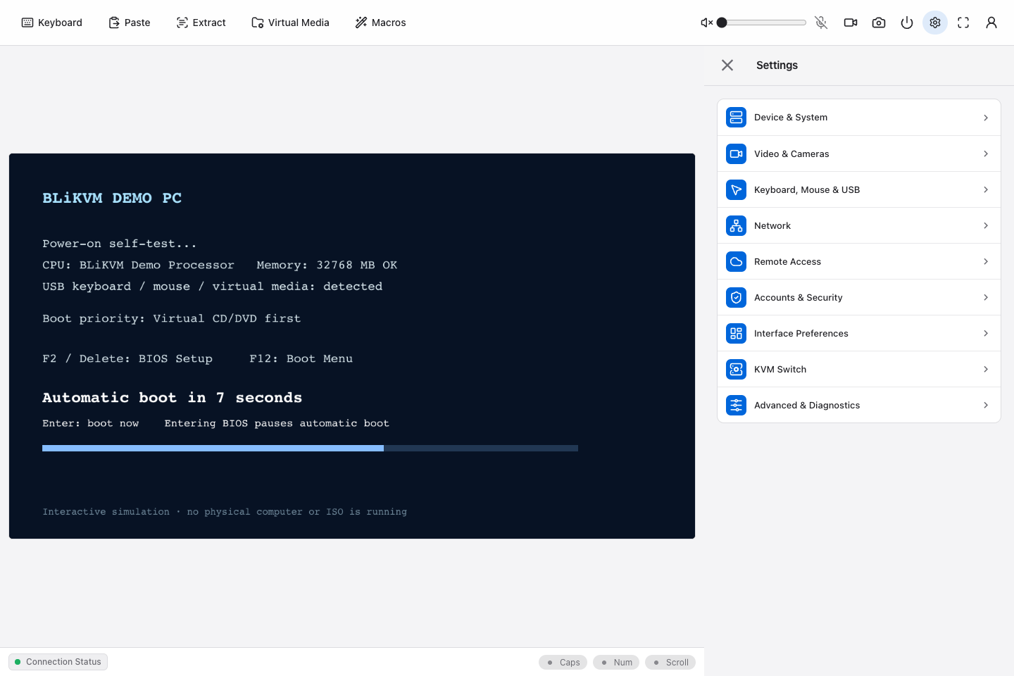 Demo settings groups