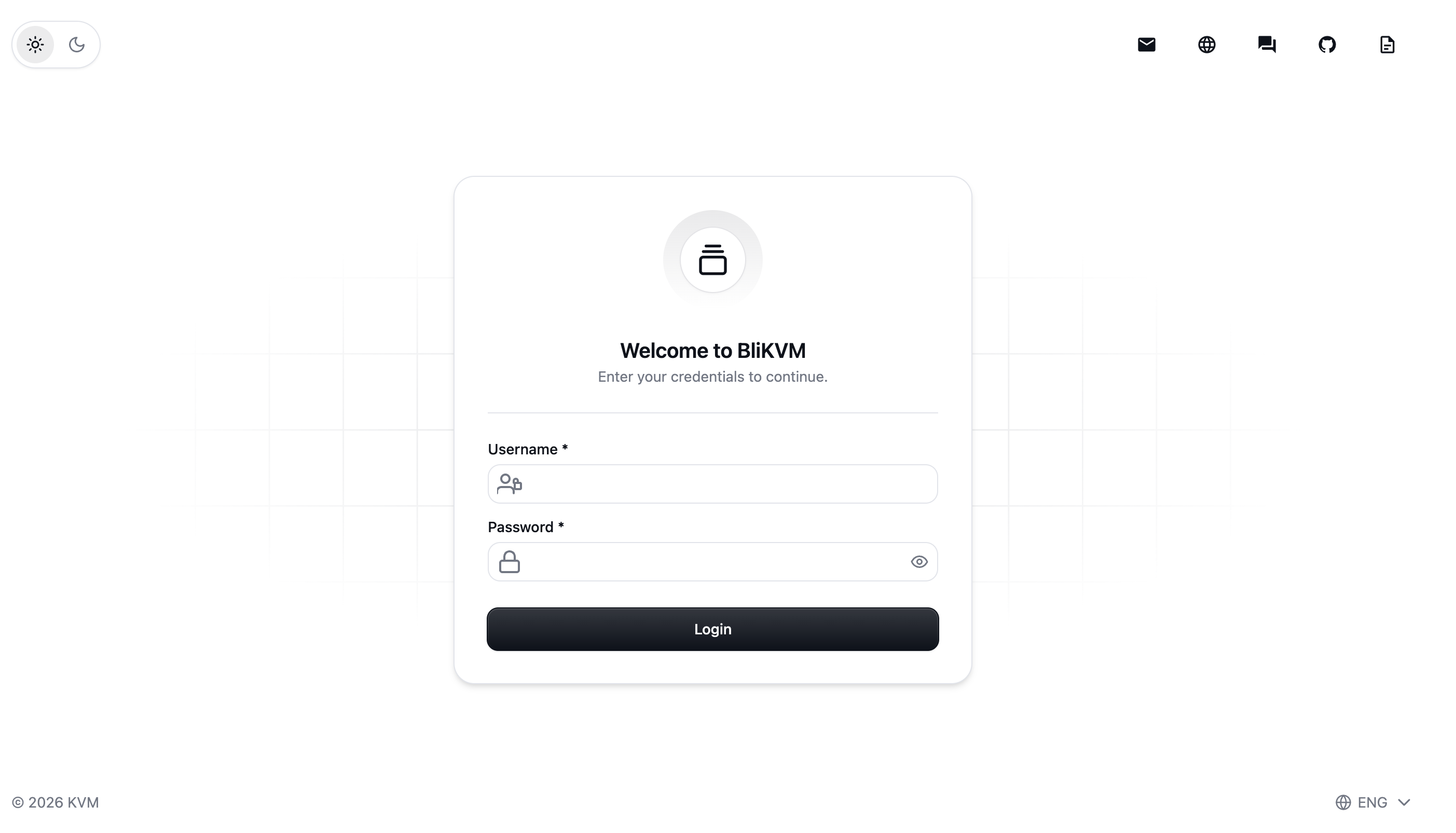 Login page